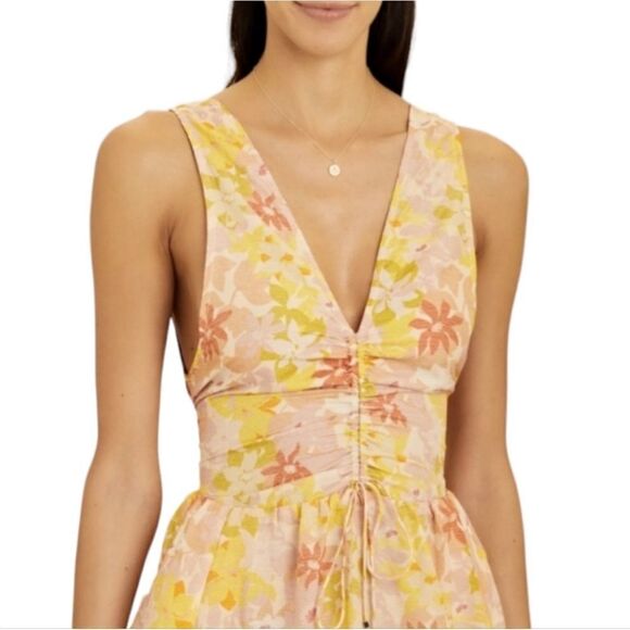 Magali Pascal Miriam Dress Women X- Small Pink Yellow Floral Maxi Silk Blend - Picture 2 of 4